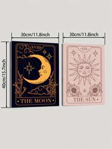 两套复古抽象太阳和月亮艺术画，客厅和卧室装饰，无框，墙壁艺术，帆布，海报礼物生日毕业 - 彩色 - 查看 7