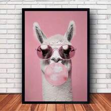 1 幅帆布海报骆驼泡泡糖画帆布墙艺术画可作为礼物卧室办公室客厅咖啡厅酒吧墙壁装饰家居宿舍装饰礼物可选画框