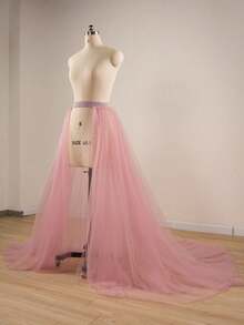 1 Pc Overskirt Tulle Skirt For Halloween White Black Royal Blue Ivory Dusty Pink Red Fall Clothes For Women - Multicolor - View 10