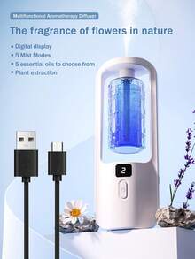 Intelligent Aromatherapy Diffuser -5 Working Modes, USB Automatic Aromatherapy Machine, Mini Electric Air Freshener, Aromatherapy Humidifier, Aromatic Essential Oil Diffuser, Adjustable Concentration, Size "6.46inch * 2.44inch" Built-In Battery, Color LED Light, USB Rechargeable, Suitable For Family, Large Room, Living Room, Office, Toilet, Bedroom, Pet Room, 6 Kinds Of Essential Oils - Multicolor - View 6