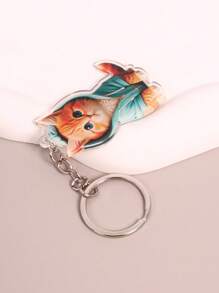 1pc Cute Cat Keychain Bag Charm, Suitable For Student Backpack, Unisex Car Accessories
