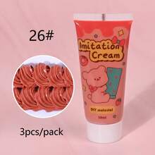 3pcs*50g 33 Colors Available Candy Color Simulation Cream Glue Colorful Cream Clay For Diy Phone Case Kit/Carfts Decoration Silicone Cream Adhesive For Diy Jewelry Random Packing