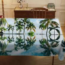 1 件对称棕榈树反射印花桌布，适用于家庭、餐桌、家庭餐桌罩、日常厨房桌布