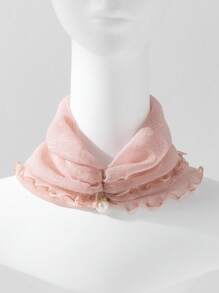 1 pièce Écharpe décorative en filet élastique de couleur unie avec perles pour femmes