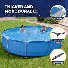 Above Ground Swimming Pool,Outdoor Steel Frame Round Pool,Easy Set - Màu xanh lam - Xem 2