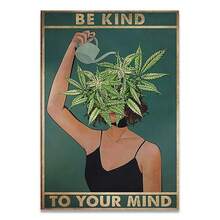 1pc Wall Arts Posters Vintage Decorative Board Wall Retro Images Canvas Painting Kindness Losing Reason Find Your Soul Yoga Poster Retro Home Decoration Optional Frame ,Wall Art With Frame - Multicolor - View 68