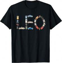 Leo Custom Name Personalized Classic Cars Boys Women Men T-Shirt Gift For Pet Owner Valentine's Gift For Wife - 黑色 - 查看 1