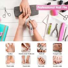 电动指甲锉，多功能指甲磨甲器，适用于厚指甲，专业四档速度，可用于打磨、抛光、护理、去除老茧、修剪指甲边缘，180mAh