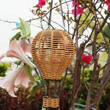 1pc Hanging Outdoor Garden Decor Hot Air Balloon Solar-Powered Rattan Lantern, Handwoven Vine Lampshade, Suitable For Home, Restaurant, Cafe, Tearoom Decor, With Switch Control, Solar Panel, Detachable Photovoltaic Battery, Waterproof Outdoor Solar Hanging Lamp, Holiday Decoration Outdoor Garden Yard Atmosphere Light Bedroom Decor Home Decor Wall Decor
