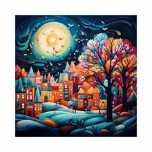 Set pittura diamante 5D fai-da-te, casa colorata, dipinto a diamante di edificio, pittura a diamante completa, ricamo punto croce, opera d'arte per decorazione da parete, ideale per principianti come regalo a sorpresa