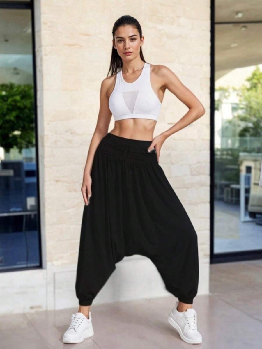 Pañalero Casual Holgado con Detalle de Cintas - Negro - Ver 1