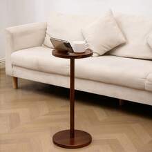 Mini Wooden Base Elegant Round Side Table, Rosewood Weighted Base Drink Table, Small Round Side Table With Phone Holder, Suitable For Small Spaces, Martini And Cocktail Base Side Table, Applicable For Apartment, Dorm, Home - Multicolor - View 2