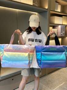 1pc Women's Personalized Pearlescent Colorful Yoga Bag, Multi-Function Travel Bag Fashion Versatile Shoulder Bag, Wet And Dry Separation Fitness Bag With Large Capacity For Yoga Mat Storage, Luggage Bag For Business Trip And Travel, Embroidered Custom Letter Bag, Multi-Functional Portable Handbag And Carry-On Bag, Gift For Family, Friends, Mother, Can Be Used As Mother's Day, Valentine's Day, Nurse's Day, Christmas, Birthday Gifts