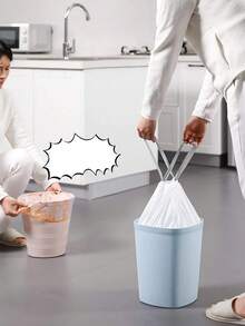 75个灰色抽绳垃圾袋，4加仑垃圾袋，适用于办公室、卧室、浴室的小号垃圾袋，4加仑白色垃圾桶内衬，免提式垃圾袋 - 灰色 - 查看 6