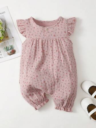 MommBaby Newborn Baby Ditsy Floral Cap Sleeve Romper With Shorts