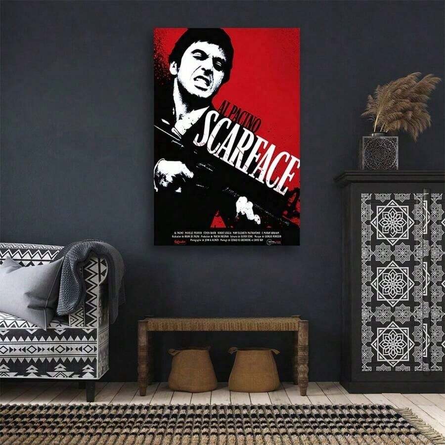 1 件现代 Tony Montana 墙壁艺术海报客厅酒吧咖啡厅卧室办公室家居装饰帆布画可选画框 - 彩色 - 查看 1