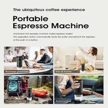 Machine à Café Portable 3-en-1 - 72W Électrique, Batterie 2500 mAh USB-C, Prépare des Cafés Chauds/Froids en 30s, Idéal Bureau, Camping & Voiture