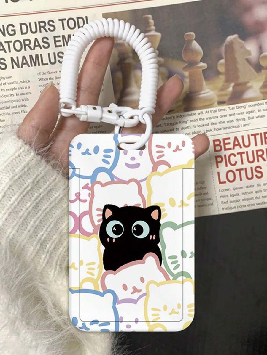 1个可爱猫咪学生校园卡套ins风日常证件收纳卡套公交卡套工作证保护壳 - 彩色 - 查看 1