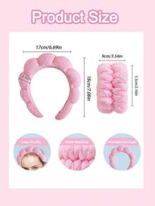 3pcs/Set Upgraded Thick Sponge Spa Headband And Wristband Set For Women, Suitable For Washing Face, Makeup, Skincare, SPA Use, Fluffy Sponge Headband And Wristband, Also Suitable As Birthday, Holiday, Date Gift For Family, Friends, Partners (3/2/1pc Available)