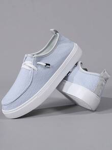 男士 2025 年新款休闲舒适时尚运动鞋 - 透气、高街休闲鞋，配有松紧带、网眼面料、圆头、纺织鞋面、EVA 鞋底，适合学生、户外、所有季节、轻便耐用