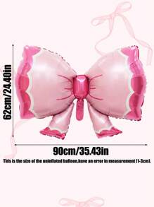 Set de 2/6 globos de foil con lazo rosa, adecuados para fiestas de cumpleaños de niñas, fiestas de primer año, decoración sorpresa de habitación, decoraciones de fiestas con tema de jardín