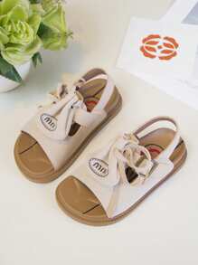Zomerse kindersandalen met strikversiering, prinsessenstijl, comfortabele platte sandalen met klittenbandsluiting voor meisjes