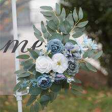 2pcs/Set Artificial Simulated Roses Wedding Decoration Flower For Wedding Birthday Holiday Party Home Festivals Indoor Outdoor Table Wall Door Window Chair Decoration Fake Flowers, Valentine's Day Decoration, Mother's Day Decoration - Màu xanh lam - Xem 4