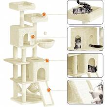 Cat Tree, Cat Climbing Frame, Cat Tower For In Door Cats, 158cm, With 7 Scratching Posts, With 2 Perches, 2 Cat Houses And 2 Hammocks, Pink - Amarillo - Ver 5