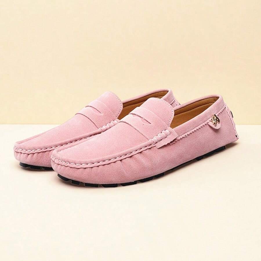 2023 Xu hướng Mới Và Hàn Quốc Phong cách Tất cả các mùa Nam Giày đế bệt , Da lộn Thoáng khí Đáy mềm , Giải trí Thể thao Làm Việc  Giày lười Giày Penny Loafers - Hồng - Xem 1