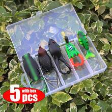 5pcs Premium Frog- Duck Shaped -Fish Baits With Storage Box - Sharp Hooks And Realistic Design For Topwater Freshwater Fishing - Mixed Color, PVC Material, Contains Lead, Ordinary Boxed - Multicolor - View 7