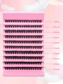 40D DIY 睫毛延长套装 200 簇 D 卷单根睫毛，8-16 毫米混合睫毛簇，配有睫毛粘合剂和密封剂以及应用工具，您可以自己在家涂抹，打造最美丽的外观，成为美丽优雅的女人 - 粉色 - 查看 7