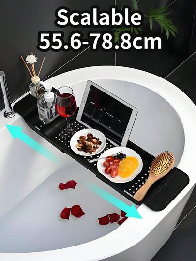 1-delat justerbart badkarsbricka - platsbesparande expanderbar hylla, vattentät och hållbar organisatör, snygg badrumskorg, multifunktionell förvaring - lätt att installera tillbehör, badrum, badrumstillbehör