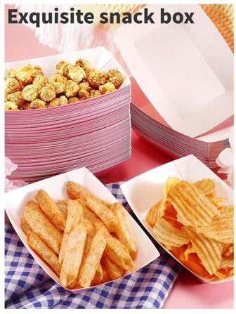 10/20 Vassoi per alimenti in carta kraft, barche di carta marrone monouso, rastrelliera per patatine fritte, scatola per popcorn, adatti per feste di Capodanno, Natale, compleanni, San Valentino, anniversari, lauree, eventi familiari