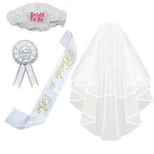 Elegant Bridal Veil And Belt Set, Suitable For Bachelorette Parties, Weddings, Celebration Events Decoration