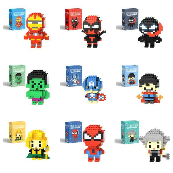 Disney Figuras de acción de superhéroes de películas de dibujos animados Disney, bloques de construcción de anime de micropartículas, regalos de juguetes decorativos originales