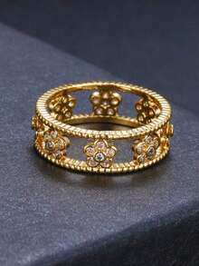 1pc Hollow Personalized Women Finger Ring, Simple & Practical Multifunctional Jewelry - Gold - View 2