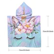 1pc Creative Unicorn Series Printed Hooded Robe Cloak, 250gsm Super Soft Microfiber Super Absorbent Quick Dry Hooded Bath Towel, Suitable For Indoor/Outdoor, Beach, Swimming, Bathroom Back To School - Multicolor - View 13