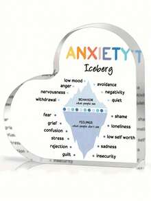 1pc Growth Mindset Decor, Office Mental Health Classroom Art Educational Challenging Thoughts Affirmation Decorations Positive Sayings Inspirational Gifts Acrylic Heart Inspirational Gift For Friend Room Decor Home Decor Ornaments Home Miniature Things - Multicolor - View 16