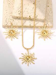 1 Set Summer Flame Pattern Necklace And Earrings Jewelry Set - Sun - View 4