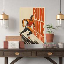 Run Like The Wind Art Retro Gym Poster Motivation Prints For Home Gym Running Art Print Gift For Poster Poster Canvas Wall Art For Bedroom Decor Bar Office Room Decor Gift - Beige - View 5