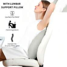 Cojín lumbar inflable ergonómico, almohada ajustable de aire para la cintura, almohadilla lumbar portátil para silla de oficina y asiento de coche, alivia el dolor de espalda y mejora la postura - Gris - Gris - Ver 5