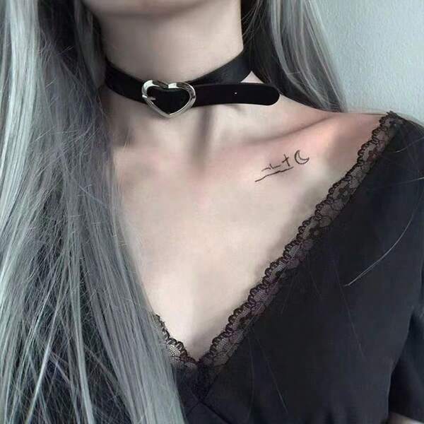 Verstelbare hartvormige chokerketting, veelzijdige punkstijl PU-leren choker met gothic hartsluiting, modieuze sexy choker voor vrouwen, geschikt voor dagelijks gebruik, feesten, muziekfestivals en cosplay