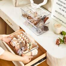 1 pièce de boîte de rangement avec compartiments empilables en plastique, convenant aux armoires de cuisine, plans de travail, boîtes de rangement pour sachets de thé et de café, avec 8 compartiments transparents, paniers, boîtes et contenants pour l'organisation de la maison