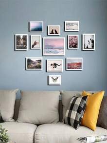 12pcs Photo Frame Wall Collage, Frameless Wall Hanging Photo Album For Living Room & Bedroom, Random Photo Paper Included
