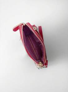 Mini Leather Coin Purse With Keychain Fashion Multi-Zipper Wristlet Wallet Portable Card Holder For Women Wallet Mini Wallet Purse Wallet Coin Wallet Travel Wallet