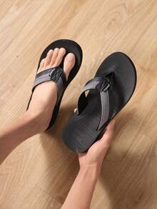 ARRIGO BELLO Mens Sliders Leather Comfortable Slippers Summer Adjust Open Toe Sandals Beach Pool Flip Flops For Outdoor Indoor - Black - View 3