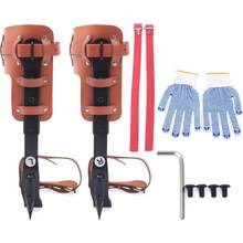HOHOBLA Adjustable Tree Climbing Spikes Set, Steel Pole Climbing Spurs, Forged Climber Gaffs Tools With Adjustable Leather Strap For Felling Trees, Picking Fruit, Hanging Objects - 黑色 - 查看 1