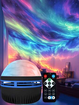 1 stuk LED Noorderlicht Projector - USB-aangedreven LED-lamp voor slaapkamer en woondecoratie, kleurveranderende bureaulamp met afstandsbediening, decoratief nachtlampje voor de slaapkamer, geschikt voor woonkamer, slaapkamer, gamekamer, plafond, feestdagen, speciale gelegenheden, schoolbenodigdheden, terug naar school