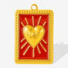 2pcs/7pcs Luxury Dark Style Hiphop 304 Stainless Steel Drip Oil Gold/Silver Heart Cross Pendant Necklace Earring Jewelry DIY Accessories, Gold Plated/Silver Jewelry Making Charms