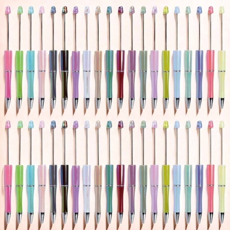 60pcs/Set Macaron Color Rainbow UV Coated Bead Gel Pen Refill DIY Jewelry Making Creative Craft Supplies Kit - Multicolor - View 1
